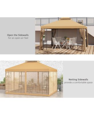 Decorative Outdoor Gazebo with Corner Shelves,