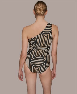 Donna Karan Women's Printed One-Shoulder Swimsuit