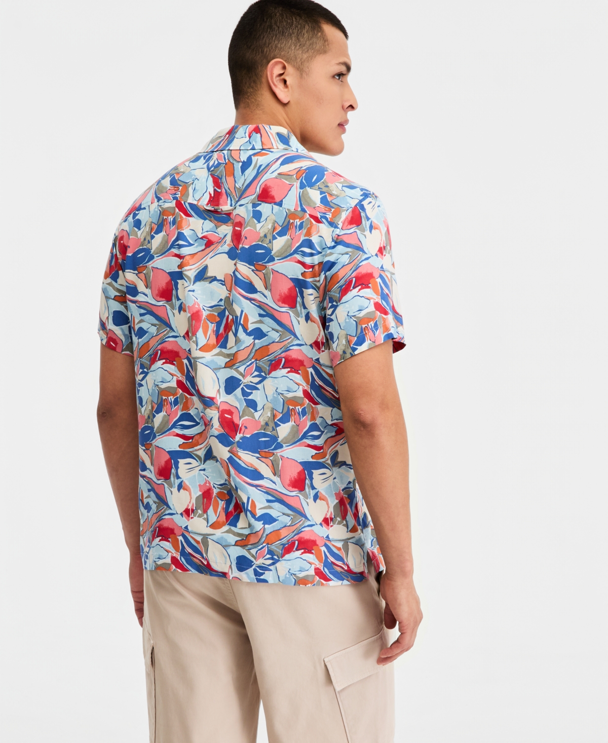 Sun + Stone Men's Levi Printed Short-Sleeve Camp Shirt, Macy's Exclusive