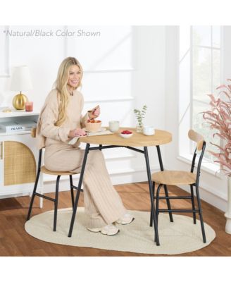 3-Piece Modern Oval Dining Table Set, Small Kitchen Dinette w/ 2 Chairs