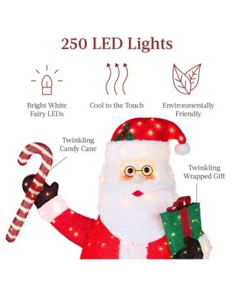 Lighted Pop-Up Santa Claus, Outdoor Christmas Holiday Decoration w/ LED Lights, Hat, Gift