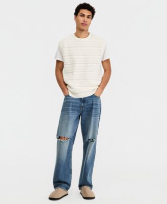 Men's Cotton-Blend Open-Stitch Sweater Vest