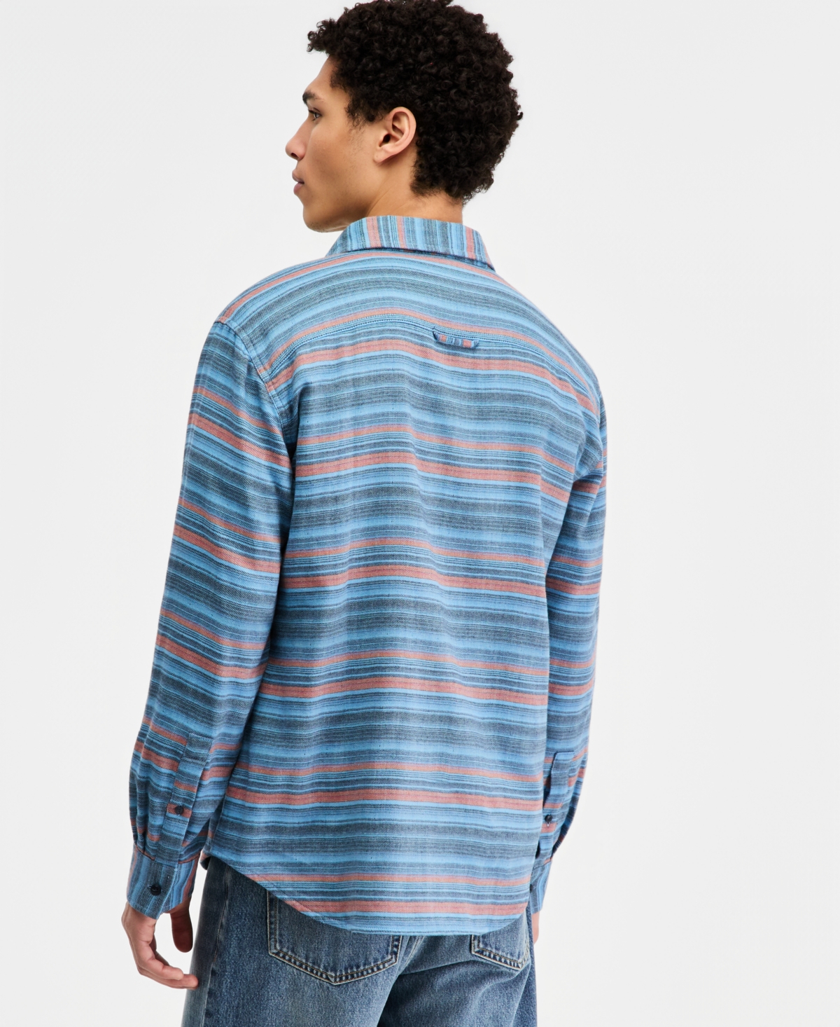 Sun + Stone Men's Cotton Striped Long-Sleeve Shirt, Macy's Exclusive