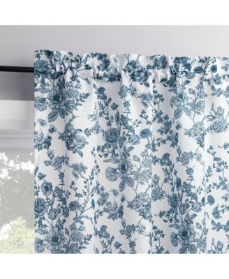 Elodie Tonal Botanical Semi-Sheer Rod Pocket Kitchen Curtain Swag Pair