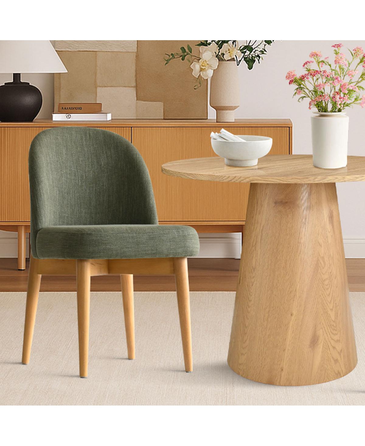 Maison Boucle 3-Piece Round Dining Table Set, 35" Wood-Look Pedestal Table with Fabric Upholstered Chairs for Small Kitchens