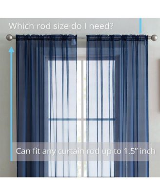 Essentials Sheer Voile Window Treatment Rod Pocket Curtain Panels - Set Of 4