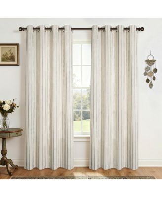 Linen Blend Geometric Striped Light Filtering Curtains Pair