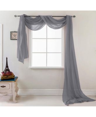 Celine Decorative Sheer Curtain Scarf - 55" x 216" - Charcoal