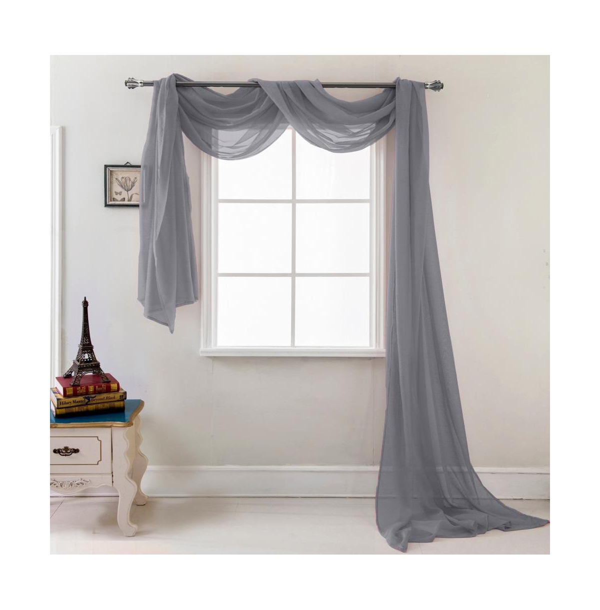 Olivia Gray Celine Decorative Sheer Curtain Scarf - 55" x 216" - Charcoal