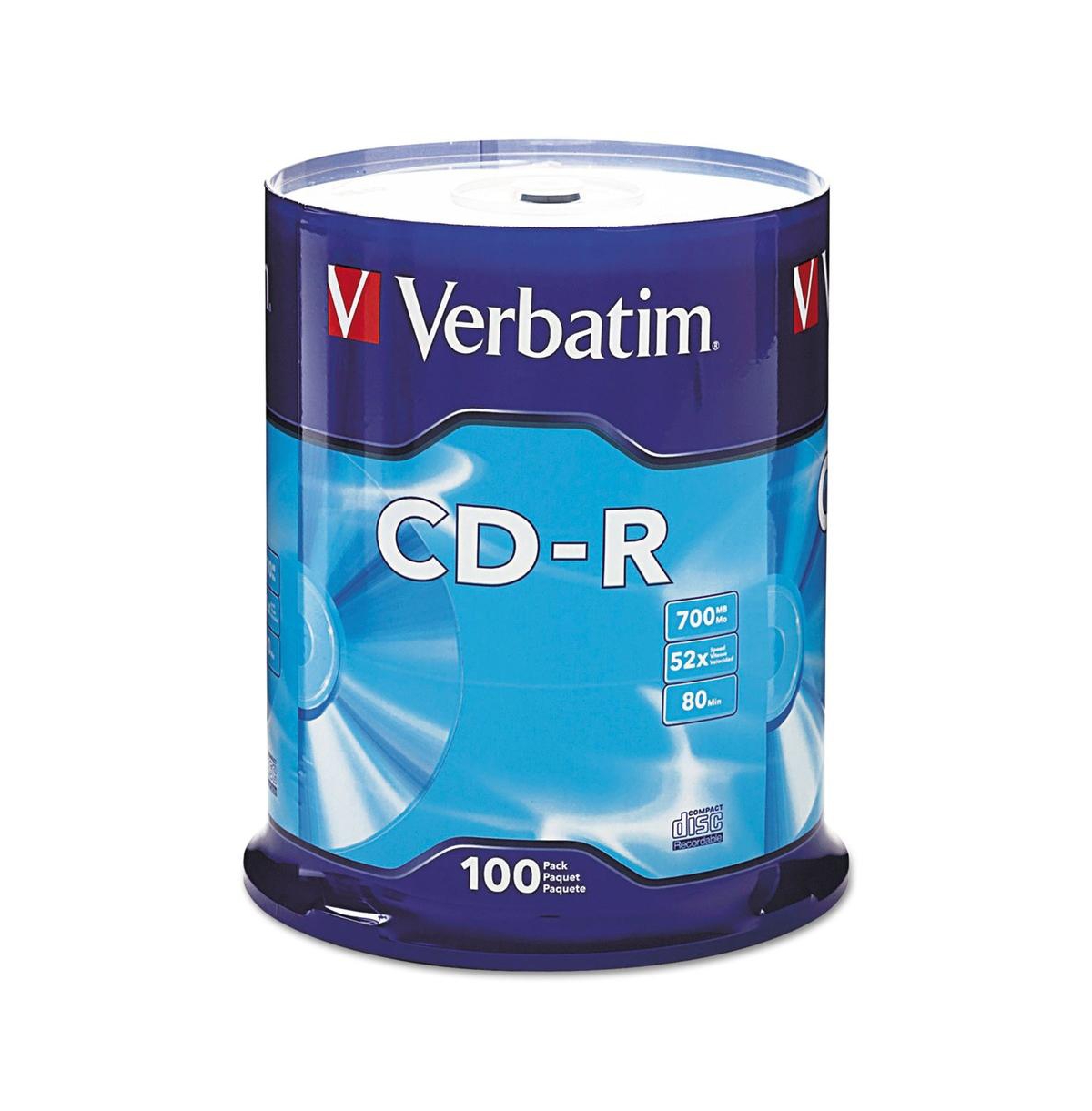 Verbatim 94554 Cd-r 700 Mb/80 min Recordable Disc - Silver (100/Pack)