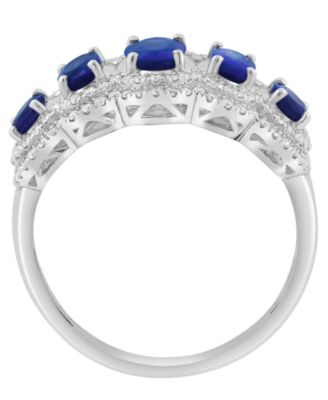 Sapphire (1-5/8 ct. t.w.) and Diamond (1/2 ct. t.w.) Ring in 14k White Gold (Also Available in Emerald)