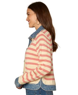 Petite Mixed Media Button-Down Jacket