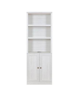 1 Doors Bookshelf with USB Port and 3 Open Shelves Bookcase Side Cabinet Storage Shelves
