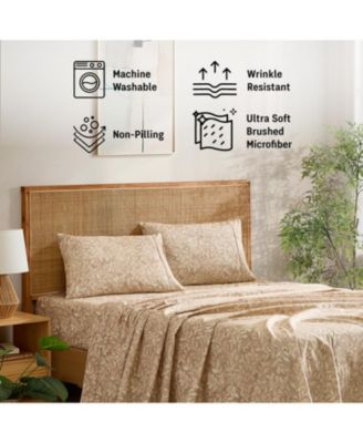 Floral Multi-Piece Printed Patterned Floral Bed Sheets Set - Wrinkle Resistant & Ultra Soft - For Mattresses up to 15 Inches Deep