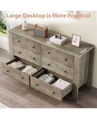 6 Drawer Dresser for Bedroom, Modern Double Dresser Organizer with Storage Drawers