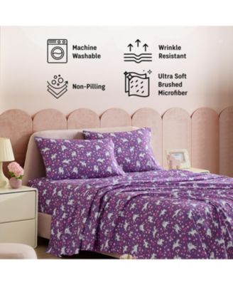 Printed Kids Bed Sheets - Multi Piece - Patterned Bed Sheet Set - Wrinkle Resistant & Ultra Soft - For Mattresses up to 15 Inches Deep