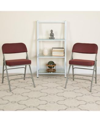 2 Pack Premium Curved Triple Braced & Hinged Fabric Upholstered Metal Folding Chair