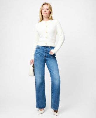 Women's Metallic Tweed Knit Cardigan Sweater