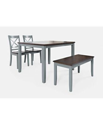 Asbury Park Solid Wood Farmhouse Four Piece Dining Set with Bench