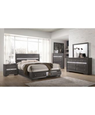 Traditional Matrix 2 Drawers Nightstand In Gray Made With Wood