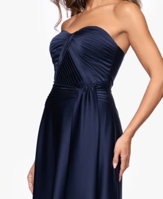 Women's Hammered Satin Strapless Gown