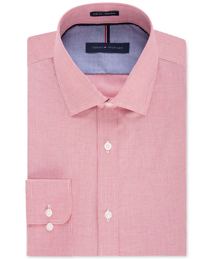 Tommy Hilfiger Men's Slim-Fit Non-Iron Cayenne Gingham Dress Shirt - Macy's