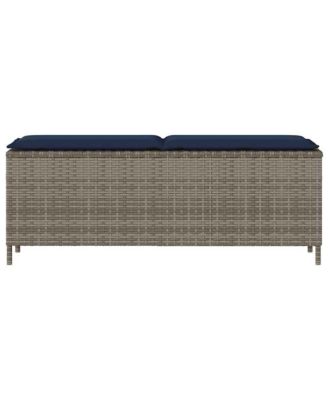 Patio Bench with Cushion Gray 43.3"x11.8"x15.9" Poly Rattan