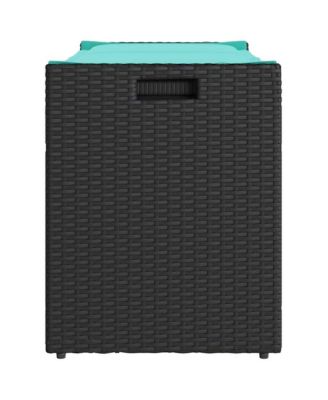 Patio Storage Bench with Cushion Black 39.4" Poly Rattan