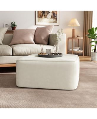 Upholstered Square Ottoman, Cream