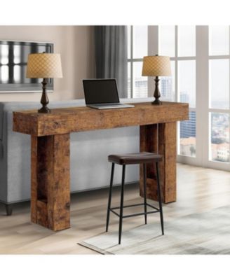 63" Long Console Table, Wooden Entry Table for Entryway, Rustic Sofa Tables Behind Couch, Foyer Hallway Tables for Entryway - Rustic Brown