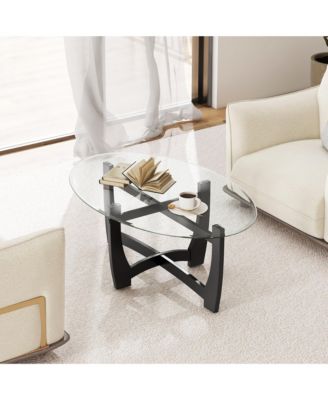 Coffee Table Modern Accent Tea Table w/ Rubber Wood Bentwood Structure