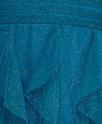 Juniors' Strappy Glitter Embellished Petal Dress