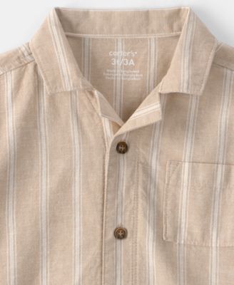 Boys' Toddler 2T-5T Striped Linen Button-Down Shirt