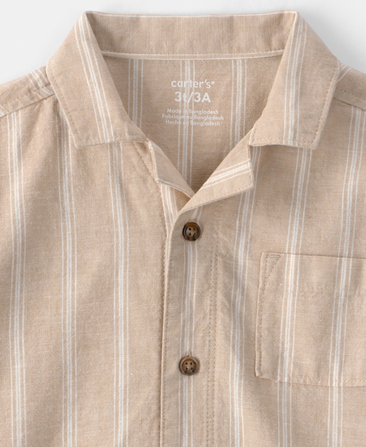 Carter's Boys' Toddler 2T-5T Striped Linen Button-Down Shirt