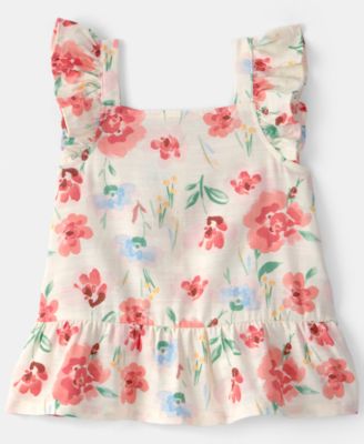 Girls' Toddler 2T-5T Square Neck Floral Peplum Top