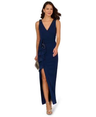 Women's Side Ruffle Column Gown