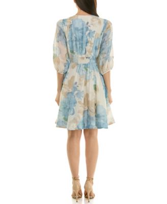 Women's V-Neck Floral A-Line Dress
