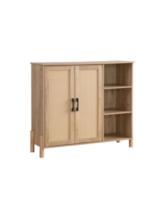 Mid-Century Modern Rattan Door Storage Cabinet