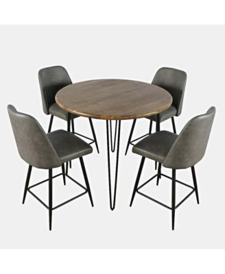 Five Piece Round Modern Solid Wood Counter Height Dining Set