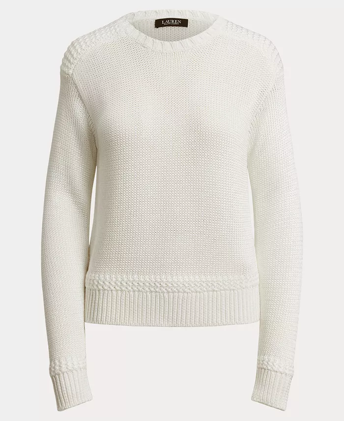 Women's Crew Neck Stitch Detailing Sweater - thumbnail 10