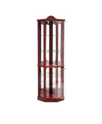 Streamdale Lighted Corner Curio Cabinet - Cherry