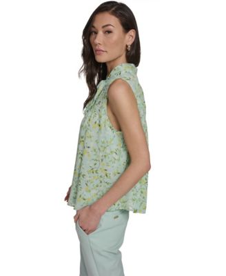 Women's Floral Vine Pintuck Top