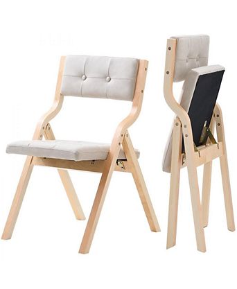 Set of 2 Wooden Folding Chairs with Soft Padded Cushions