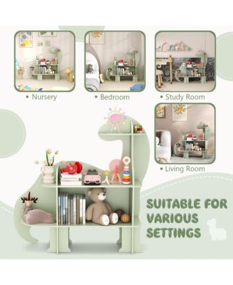 3-Tier Dinosaur Kids Bookshelf Toy Storage Organizer Montessori Book Shelf