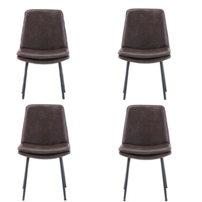 Draper Set of 4 Mid-Century Modern Upholstered Faux Leather Dining Chair
