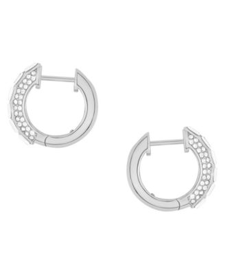 Crystal Pave Silver-Plated Brass Hoop Earrings, Macy's Exclusive