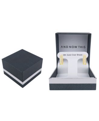 Crystal Pave 18k Gold Plated Brass Hoop Earrings, Macy's Exclusive