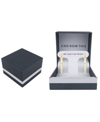 Crystal Oblong 18k Gold-Plated Brass Hoop Earrings, Macy's Exclusive