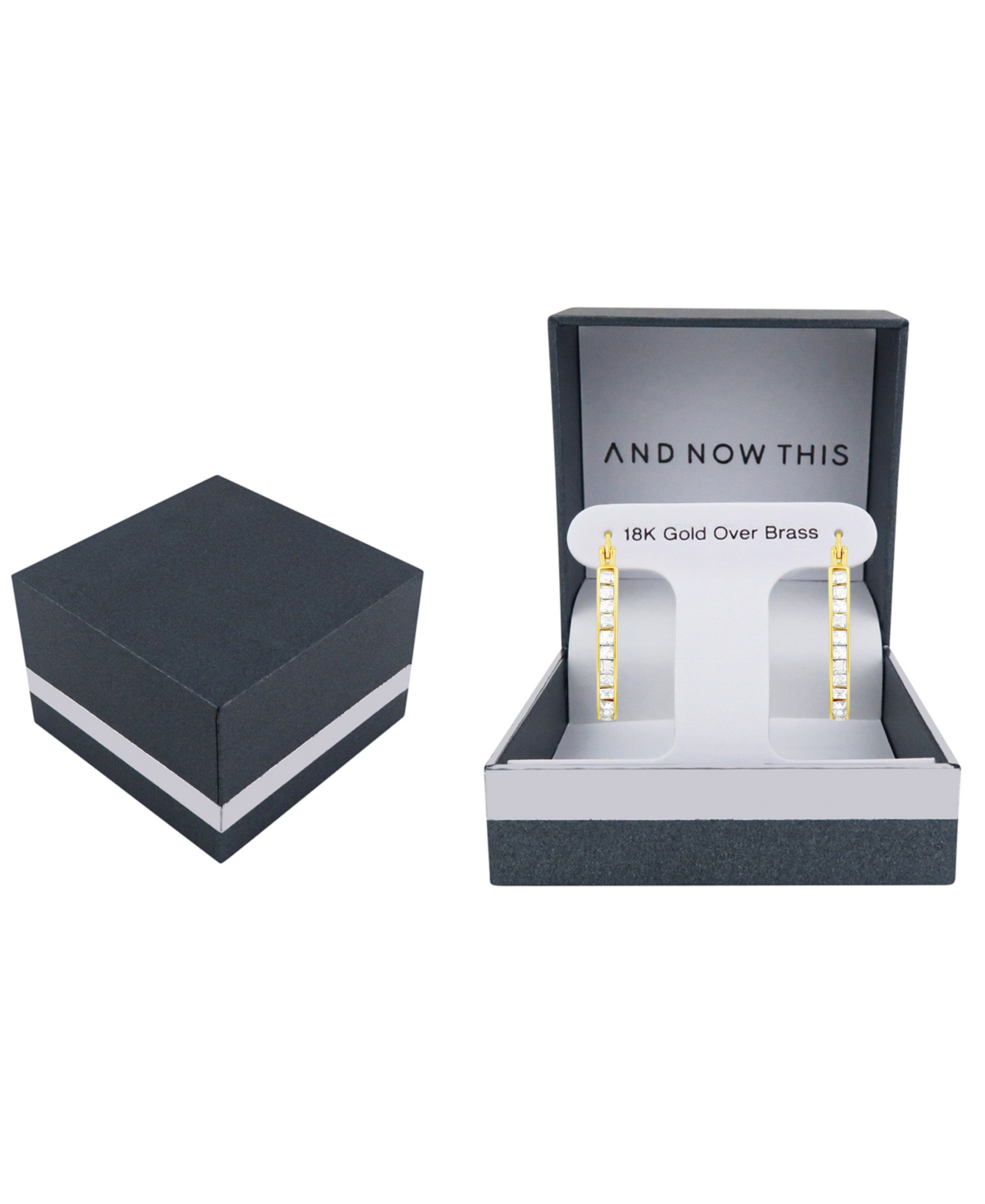 And Now This Crystal Oblong 18k Gold-Plated Brass Hoop Earrings, Macy's Exclusive