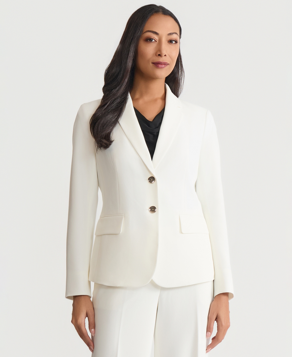 Kasper Women's Stretch Crepe Two-Button Jacket, Regular & Petite